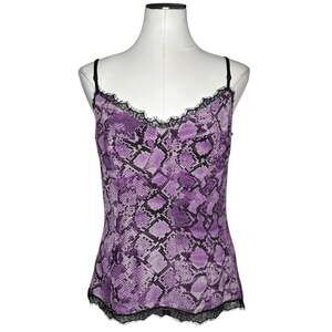 Royal Underground purple python print lace trim Cami tank top size Large